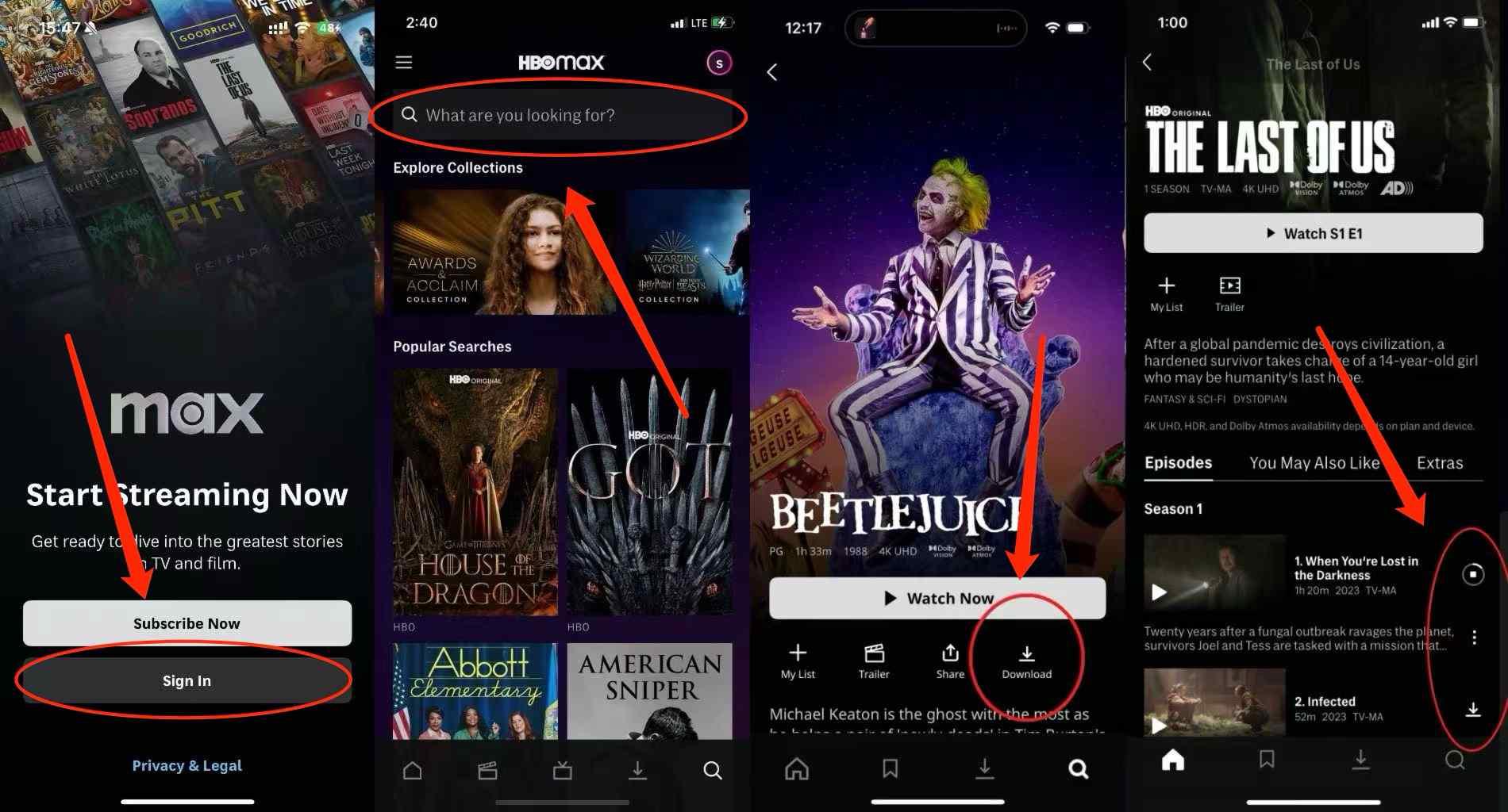 a step-by-step guide image of watching hbo max offline
