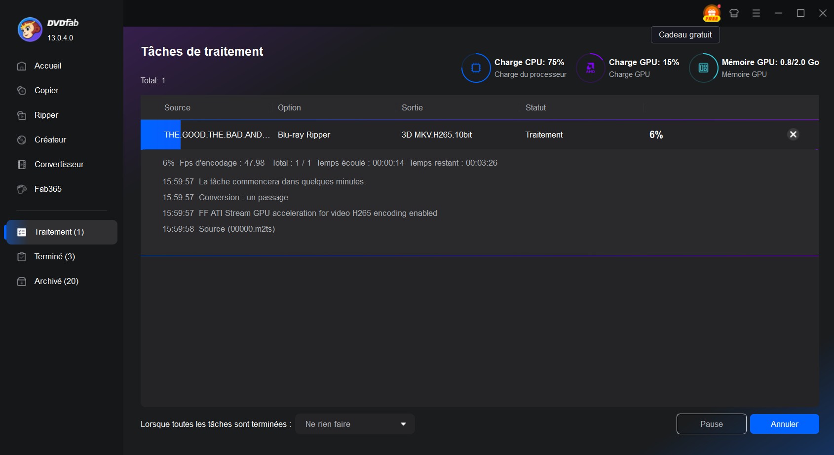 Comment convertir blu ray en mkv avec DVDFab Blu-ray Ripper